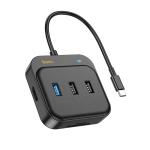 Converter TypeC to (HDTV+SD/TF+USB+PD) hoco HB38 7in1 - ដុំបំបែក USB ហូកូ HB38(HDTV+SD/TF+USB+PD) 7n1