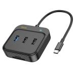 Converter TypeC to (HDTV+SD/TF+USB+PD) hoco HB38 7in1 - ដុំបំបែក USB ហូកូ HB38(HDTV+SD/TF+USB+PD) 7n1