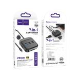 Converter TypeC to (HDTV+SD/TF+USB+PD) hoco HB38 7in1 - ដុំបំបែក USB ហូកូ HB38(HDTV+SD/TF+USB+PD) 7n1