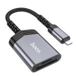 Converter OTG iPhone to card reader 2in1 hoco UA25  - ឌុយបំឡែង OTG អាយហ្វូនទៅ  card reader hoco UA25