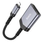 Converter OTG iPhone to card reader 2in1 hoco UA25  - ឌុយបំឡែង OTG អាយហ្វូនទៅ  card reader hoco UA25