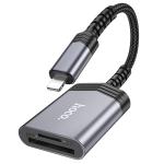 Converter OTG iPhone to card reader 2in1 hoco UA25  - ឌុយបំឡែង OTG អាយហ្វូនទៅ  card reader hoco UA25