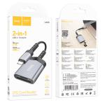 Converter Type-C to card reader 2in1 hoco UA25 - ឌុយបំឡែង Type C ទៅ  card reader hoco UA25
