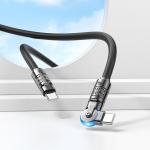 Cable Charger hoco U118 PD TypeC to TypeC - ខ្សែសាកស៊ីលីខូន ហូកូ​ U118 C-C ក្បាលបត់ 1.2m