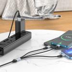 Cable Charger 3in1 hoco X102 (Micro+iPhone+Type-C) - ខ្សែសាកក្រណាត់ ហូកូ X102 ថាយស៊ី+ម៉ាយក្រូ+អាយហ្វូន