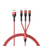 Cable Charger 3in1 REMAX RC-186th 2.1A(iP+Micro+Type-C) - ខ្សែសាក 3មុខ REMAX RC-186th 2.1A(Micro+iPhone+Type C)