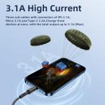 Cable Charger 3in1 REMAX RC-186th 2.1A(iP+Micro+Type-C) - ខ្សែសាក 3មុខ REMAX RC-186th 2.1A(Micro+iPhone+Type C)