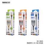 Cable Charger 3in1 REMAX RC-186th 2.1A(iP+Micro+Type-C) - ខ្សែសាក 3មុខ REMAX RC-186th 2.1A(Micro+iPhone+Type C)