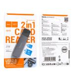 Card Reader USB2.0 to SD+TF2.0 hoco HB45 2in1 - ប្រអប់ កាតមេម៉ូរី USB2.0 to SD+TF2.0 hoco HB45 2in1
