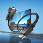 Converter Cable VGA to HDMI hoco US12(L=1M) - ខ្សែបំឡែង VGA to HDMI hoco US12​ ប្រវែង 1ម៉ែត