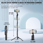 Selfie Stick Tripod Auto Face Tracking C12 1.8m - ជើងត្រៃផត ដងថត រេតាមមុខ C12 1.8m