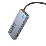 HUB Converter TypeC to (HDMI+RJ45+SD/TF+PD+Type-C3.0+USB3.0*2) hoco HB52 - ដុំបំបែក ហូកូ HB52 TypeC to (HDMI+RJ45+SD/TF+PD+Type-C3.0+USB3.0*2)
