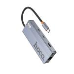 HUB Converter TypeC to (HDMI+RJ45+SD/TF+PD+Type-C3.0+USB3.0*2) hoco HB52 - ដុំបំបែក ហូកូ HB52 TypeC to (HDMI+RJ45+SD/TF+PD+Type-C3.0+USB3.0*2)