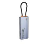 HUB Converter TypeC to (HDMI+RJ45+SD/TF+PD+Type-C3.0+USB3.0*2) hoco HB52 - ដុំបំបែក ហូកូ HB52 TypeC to (HDMI+RJ45+SD/TF+PD+Type-C3.0+USB3.0*2)