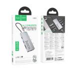 HUB Converter TypeC to (HDMI+RJ45+SD/TF+PD+Type-C3.0+USB3.0*2) hoco HB52 - ដុំបំបែក ហូកូ HB52 TypeC to (HDMI+RJ45+SD/TF+PD+Type-C3.0+USB3.0*2)