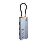 HUB Converter TypeC to 6in1 (HDMI+RJ45+PD+USB3.0*3) hoco HB51 - ដុំបំបែក ហូកូ HB51 TypeC to 6in1(HDMI+RJ45+PD+USB3.0*3)