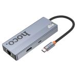 HUB Converter TypeC to 6in1 (HDMI+RJ45+PD+USB3.0*3) hoco HB51 - ដុំបំបែក ហូកូ HB51 TypeC to 6in1(HDMI+RJ45+PD+USB3.0*3)