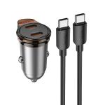 Power Car Charger PD45W hoco NZ16B (2C) set(C to C) - ឆ្នាំសាកក្នុឡាន PD45W hoco NZ16B (2*TypeC) ឈុត(Type-C to Type-C)