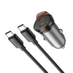 Power Car Charger PD45W hoco NZ16B (2C) set(C to C) - ឆ្នាំសាកក្នុឡាន PD45W hoco NZ16B (2*TypeC) ឈុត(Type-C to Type-C)