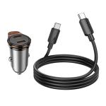 Power Car Charger PD45W hoco NZ16B (2C) set(C to C) - ឆ្នាំសាកក្នុឡាន PD45W hoco NZ16B (2*TypeC) ឈុត(Type-C to Type-C)