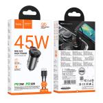 Power Car Charger PD45W hoco NZ16B (2C) set(C to C) - ឆ្នាំសាកក្នុឡាន PD45W hoco NZ16B (2*TypeC) ឈុត(Type-C to Type-C)