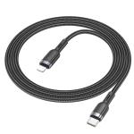 Cable Charger hoco X117 PD20W (C-I) - ខ្សែសាកស្រោបក្រណាត់ hoco PD20W TypeC to iPhone