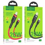 Cable Charger hoco X117 PD20W (C-I) - ខ្សែសាកស្រោបក្រណាត់ hoco PD20W TypeC to iPhone