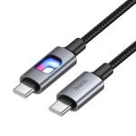 Cable Charger hoco U144 60W (C to C) - ខ្សែសាកស្រោបក្រណាត់ hoco U144 60W TypeC to TypeC