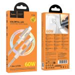 Cable Charger hoco U144 60W (C to C) - ខ្សែសាកស្រោបក្រណាត់ hoco U144 60W TypeC to TypeC