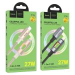 Cable Charger hoco U144 PD27W (C-I) - ខ្សែសាកស្រោបក្រណាត់ hoco U144 PD27W TypeC to iPhone