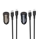 Power Car Charger hoco Z62A PD30W+QC3.0 Set (C to iP) - ឆ្នាំសាកក្នុឡាន ហូកូ Z62A PD30W+QC3.0 ឈុត(TypeC-iPhone)