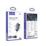 Power Car Charger hoco Z62A PD30W+QC3.0 Set (C to iP) - ឆ្នាំសាកក្នុឡាន ហូកូ Z62A PD30W+QC3.0 ឈុត(TypeC-iPhone)