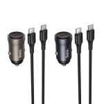 Power Car Charger hoco Z62A PD30W+QC3.0 Set (C to C) - ឆ្នាំសាកក្នុឡាន ហូកូ Z62A PD30W+QC3.0 ឈុត(TypeC-TypeC)