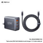 Power Charger Remax CA-20 PD/QC 65W Set(C to C) - ឆ្នាំងសាក ខ្វីកឆាច Remax CA-20 PD/QC 65W ឈុត(TypeC to TypeC)