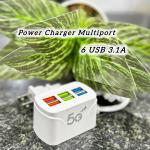 Power Charger Multiport 6USB 3.1A - ឆ្នាំងសាក ច្រើនរុន​ 6USB 3.1A