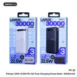 Power Bank 30000mAh PD+QC+3C Remax FP-22 2.4A - ថ្មជំនួយ PD+QC Remax FP-22 2.4A CCC 30000 មីលីអំពែ