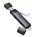 Converter USB/Type-C to SD/TF3.0+USB 2.0 hoco HB56 - ដុំបំបែកពី USB/Type-C ទៅ SD/TF3.0+USB 2.0 hoco HB56