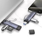 Converter USB/Type-C to SD/TF3.0+USB 2.0 hoco HB56 - ដុំបំបែកពី USB/Type-C ទៅ SD/TF3.0+USB 2.0 hoco HB56