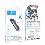 Converter USB/Type-C to SD/TF3.0+USB 2.0 hoco HB56 - ដុំបំបែកពី USB/Type-C ទៅ SD/TF3.0+USB 2.0 hoco HB56