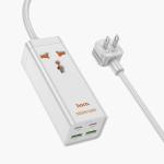 Power Strip 1socket+2Type-C+2USB PD65W hoco AC10 - ព្រីភ្លើង រុនភ្លើង1+TypeC2+USB2 PD65W hoco AC10