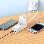 Power Strip 1socket+2Type-C+2USB PD65W hoco AC10 - ព្រីភ្លើង រុនភ្លើង1+TypeC2+USB2 PD65W hoco AC10