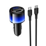 Power Car Charger PD37W/QC(2C+1USB) hoco Z69A Set (C to C) - ឆ្នាំសាកក្នុឡាន ហូកូ Z69A PD37W/QC3.0 (2C+1USB) ឈុត(TypeC-TypeC)