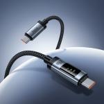 Cable Charger (C to C) 240W hoco U148 LCD (1.2m) - ខ្សែសាក U148 Lord 240W មានអេក្រង់ឌីជីថល Type-C ទៅ Type-C (1.2m)