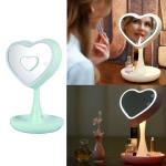 USB Led cosmetic makeup heart shape - កញ្ចក់ឆ្លុះមុខមានភ្លើងសាករាងបេះដូង