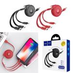 Cable Charger Hoco U50 3in1 (iPhone+Micro+Type C) - ខ្សែសាករមូ ហូកូ U50 អាយហ្វូន+ម៉ាយក្រូ+ថាយស៊ី
