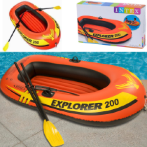 Inflatable Floating Boat set 2 Person INTEX 200 - ទូកខ្យល់ ឈុត មនុស្ស 2នាក់ INTEX ​200