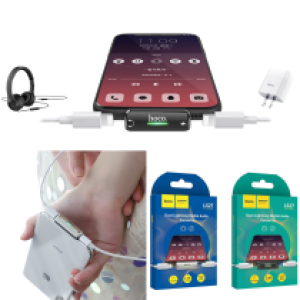 Converter Lightning to 2Lightning hoco LS27 - ឌុយបំលែងកាសទៅកាសសំប៉ែតនិងសាកថ្ម ហូកូ LS27