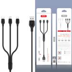 Cable Charger XO NB103 3in1(Micro+iPhone+Type-C) - ខ្សែសាក បី(អាយហ្វូន​ ម៉ាយក្រូ ថាយស៊ី) អ៊ិចអូ NB103