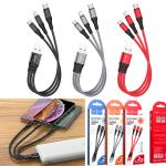 Cable Charger 3in1 Hoco X47 (Micro+iPhone+Type-C) 25cm - ខ្សែសាក បី(អាយហ្វូន​ ម៉ាយក្រូ ថាយស៊ី) ហូកូ X47 25សម