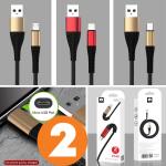 Cable Charger WUW X138 Micro 2PCs - ខ្សែសាកក្រណាត់ វ៉ូវ X138 ម៉ាយក្រូ មាន2ខ្សែ